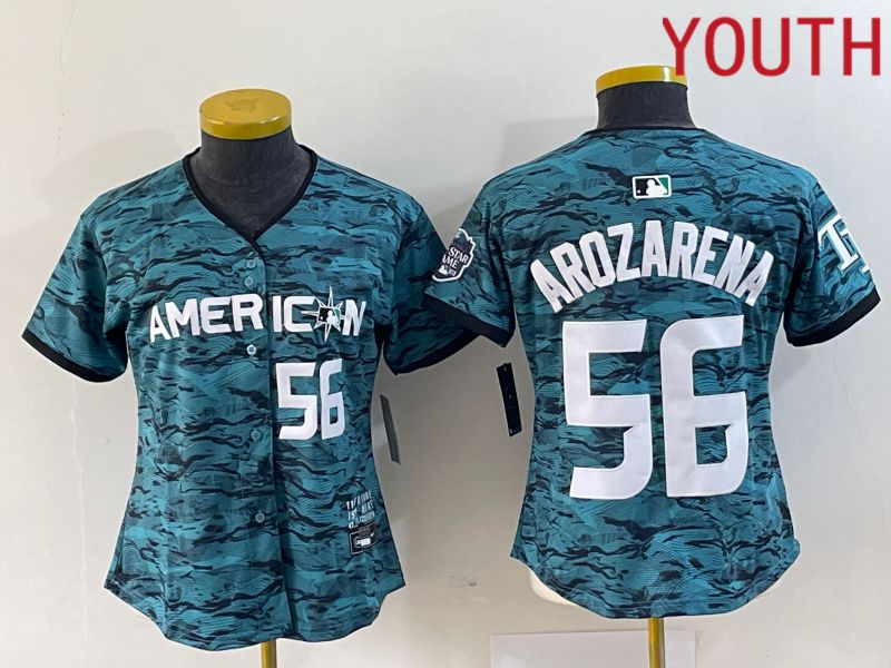 Youth Tampa Bay Rays #56 Arozarena American League Nike Green 2023 MLB All Star Jersey->women mlb jersey->Women Jersey